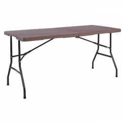 BLOW Τραπέζι  Συνεδρίου - Catering Πτυσσόμενο (Βαλίτσα), HDPE Καφέ, Μέταλλο Βαφή Μαύρο  180x74x74cm