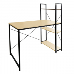 ΓΡΑΦΕΙΟ Η/Υ με 4 Ράφια Μέταλλο Βαφή Μαύρο, Melamine Beech  120x60x75/122cm