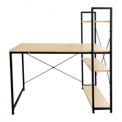 ΓΡΑΦΕΙΟ Η/Υ με 4 Ράφια Μέταλλο Βαφή Μαύρο, Melamine Beech  120x60x75/122cm