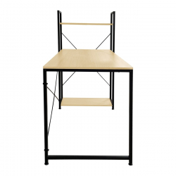 ΓΡΑΦΕΙΟ Η/Υ με 4 Ράφια Μέταλλο Βαφή Μαύρο, Melamine Beech  120x60x75/122cm