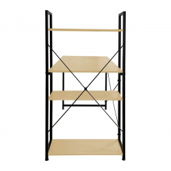 ΓΡΑΦΕΙΟ Η/Υ με 4 Ράφια Μέταλλο Βαφή Μαύρο, Melamine Beech  120x60x75/122cm