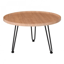 MATRIX Τραπεζάκι Σαλονιού Καθιστικού, Μέταλλο Βαφή Μαύρο, Ξύλο Φυσικό  Φ76xH.45cm