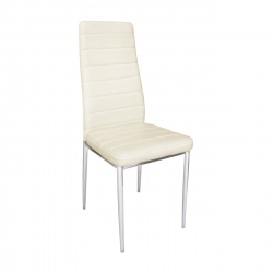 JETTA Καρέκλα Τραπεζαρίας Κουζίνας, Μέταλλο Χρώμιο, Pvc Εκρού  40x50x95cm