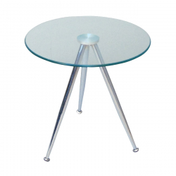 MABEL Τραπεζάκι Βοηθητικό Μέταλλο Χρώμιο - Γυαλί Clear Tempered 8mm  Φ50 H.51cm