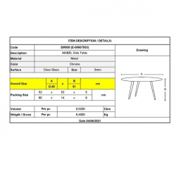 MABEL Τραπεζάκι Βοηθητικό Μέταλλο Χρώμιο - Γυαλί Clear Tempered 8mm  Φ50 H.51cm