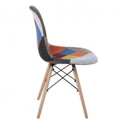 ART Wood Καρέκλα Τραπεζαρίας, Πόδια Οξιά, Κάθισμα PP με Ύφασμα Patchwork  47x52x84cm