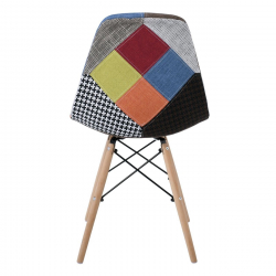 ART Wood Καρέκλα Τραπεζαρίας, Πόδια Οξιά, Κάθισμα PP με Ύφασμα Patchwork  47x52x84cm