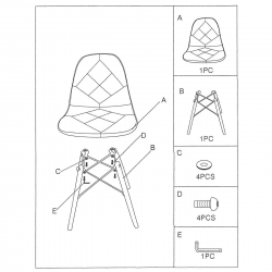 ART Wood Καρέκλα Τραπεζαρίας, Πόδια Οξιά, Κάθισμα PP με Ύφασμα Patchwork  47x52x84cm