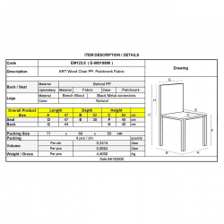 ART Wood Καρέκλα Τραπεζαρίας, Πόδια Οξιά, Κάθισμα PP με Ύφασμα Patchwork  47x52x84cm