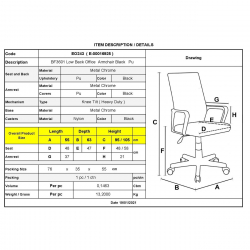 BF3601 Πολυθρόνα Γραφείου Μέταλλο Βάση Χρώμιο - PU Μαύρο  55x63x95/105cm