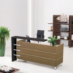 PROLINE Reception - Γραφείο Απόχρωση Καρυδί Δρυς - Μαύρο  180x75x110cm