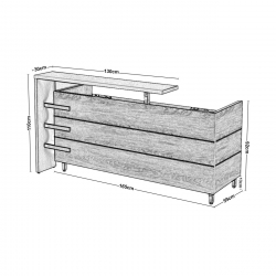 PROLINE Reception - Γραφείο Απόχρωση Καρυδί Δρυς - Μαύρο  180x75x110cm