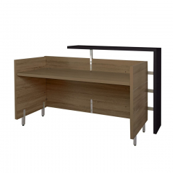 PROLINE Reception - Γραφείο Απόχρωση Καρυδί Δρυς - Μαύρο  180x75x110cm