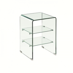 GLASSER Κομοδίνο Clear  2 Ράφια - Γυαλί 10mm / 5mm  40x40x60cm