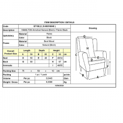 HAMILTON Πολυθρόνα Σαλονιού Καθιστικού, Σημύδα - Ύφασμα Μαύρο  59x80x93cm