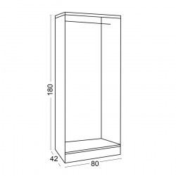 LIFE Ντουλάπα Δίφυλλη, Θέσεις για Κρεμάστρες, Απόχρωση  Άσπρο  80x42x180cm