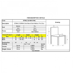 CORINA Καρέκλα Κουζίνας Τραπεζαρίας, Οξiά Απόχρωση Σκούρο Καρυδί, PVC Εκρού  46x54x95cm