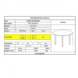 ART Τραπέζι Οξιά Φυσικό, MDF  Μαύρο  Φ60 H.70cm