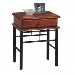 FLORA Κομοδίνο Μέταλλο Βαφή Μαύρο, Ξύλο Καρυδί  33x45x59cm