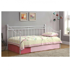 MARIN Daybed Κρεβάτι (90x190) + Βοηθητικό Κρεβάτι (85x185) Μέταλλο Βαφή Άσπρο  198x97x93 + 185x85x36cm