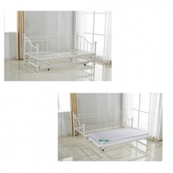 MARIN Daybed Κρεβάτι (90x190) + Βοηθητικό Κρεβάτι (85x185) Μέταλλο Βαφή Άσπρο  198x97x93 + 185x85x36cm