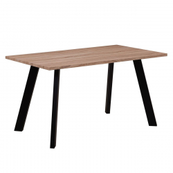 BAXTER Τραπέζι Κουζίνας Τραπεζαρίας, Μέταλλο Βαφή Μαύρο, Sonoma  140x80x75cm