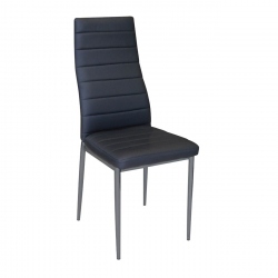 JETTA Καρέκλα Τραπεζαρίας Κουζίνας, Μέταλλο Βαφή Γκρι Pvc Μαύρο  40x50x95cm