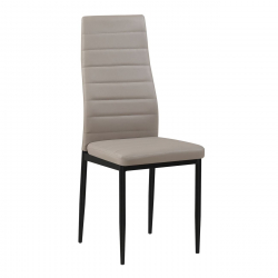 JETTA Καρέκλα Τραπεζαρίας Κουζίνας, Μέταλλο Βαφή Μαύρο, Pvc Cappuccino (Συσκ.6)  40x50x95cm