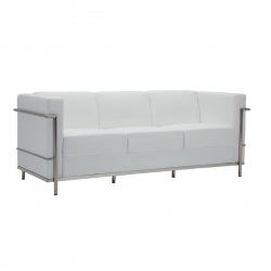 GENOVA Καναπές Σαλονιού Καθιστικού 3Θέσιος, Inox Pu Άσπρο  188x73x71cm