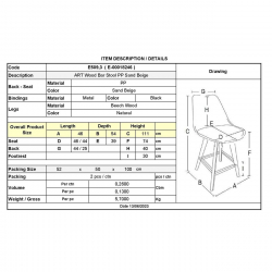 ART Wood Σκαμπό BAR με Πλάτη, Πόδια Οξιά Φυσικό, PP Απόχρωση Sand Beige  46x54x74/111cm