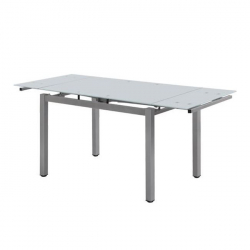 BLOSSOM Τραπέζι Τραπεζαρίας - Κουζίνας Επεκτεινόμενο, Μέταλλο Βαφή Γκρι, Γυαλί Άσπρο  110+(30+30)x70x77cm