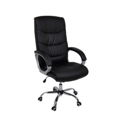 BF6400 Πολυθρόνα Διευθυντή Μέταλλο Χρώμιο, PU Μαύρο  64x66x110/118cm