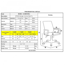 BF6400 Πολυθρόνα Διευθυντή Μέταλλο Χρώμιο, PU Μαύρο  64x66x110/118cm