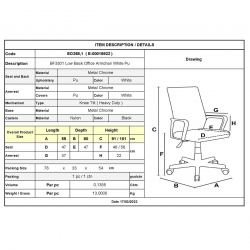 BF3301 Πολυθρόνα Γραφείου Μέταλλο Βάση Χρώμιο, PU Άσπρο  55x60x91/101cm