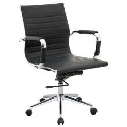 BF3301 Πολυθρόνα Γραφείου Μέταλλο Βάση Χρώμιο, PU Μαύρο  55x60x91/101cm