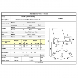 BF3301 Πολυθρόνα Γραφείου Μέταλλο Βάση Χρώμιο, PU Μαύρο  55x60x91/101cm