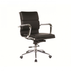 BF4801 Πολυθρόνα Γραφείου Μέταλλο Χρώμιο, PU Μαύρο  55x63x95/105cm