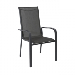 VERONA Dining Πολυθρόνα Κήπου - Βεράντας, Μέταλλο Βαφή Ανθρακί, Textilene Γκρι  56x70x96cm