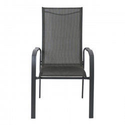 VERONA Dining Πολυθρόνα Κήπου - Βεράντας, Μέταλλο Βαφή Ανθρακί, Textilene Γκρι  56x70x96cm