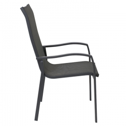 VERONA Dining Πολυθρόνα Κήπου - Βεράντας, Μέταλλο Βαφή Ανθρακί, Textilene Γκρι  56x70x96cm