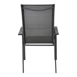 VERONA Dining Πολυθρόνα Κήπου - Βεράντας, Μέταλλο Βαφή Ανθρακί, Textilene Γκρι  56x70x96cm