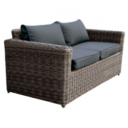 ARIZONA 2Θέσιος Καναπές Κήπου ALU, 4mm Half-Round Wicker Grey Brown, Μαξιλάρια Ανθρακί  138x77x73cm