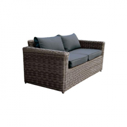 ARIZONA 2Θέσιος Καναπές Κήπου ALU, 4mm Half-Round Wicker Grey Brown, Μαξιλάρια Ανθρακί  138x77x73cm