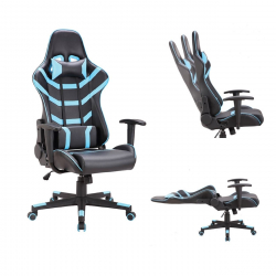 BF9050 Gaming Πολυθρόνα Γραφείου, Ανάκλιση Πλάτης έως 90°, Pu Μαύρο - Μπλε  67x69x124/134cm