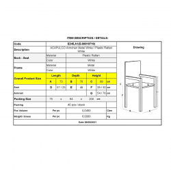 ACAPULCO Πολυθρόνα Μέταλλο Βαφή Άσπρο, Rattan Άσπρο  73x76x89cm