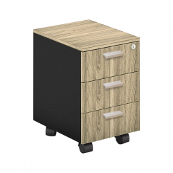 PROJECT Συρταριέρα Τροχήλατη Γραφείου, 3 Συρτάρια, Απόχρωση Sonoma - Γκρι  41x45x59cm