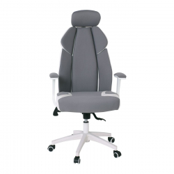 BF8300 Πολυθρόνα Γραφείου Διευθυντή, Microfiber Γκρι PU Άσπρο  64x72x122/130cm