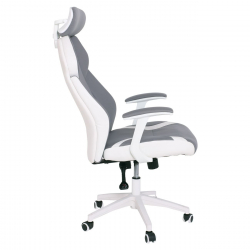 BF8300 Πολυθρόνα Γραφείου Διευθυντή, Microfiber Γκρι PU Άσπρο  64x72x122/130cm