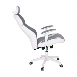 BF8300 Πολυθρόνα Γραφείου Διευθυντή, Microfiber Γκρι PU Άσπρο  64x72x122/130cm