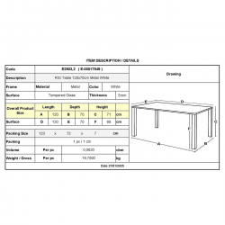 RIO Τραπέζι Κήπου - Βεράντας, Μέταλλο Βαφή Άσπρο, Γυαλί  120x70x71cm